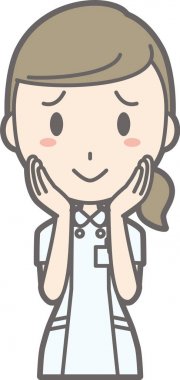 Beyaz takım giyen bir hemşire onun c yüzü kızaran illüstrasyon