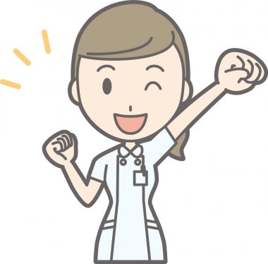 Beyaz takım giyen bir hemşire bir el yükseltir illüstrasyon bir