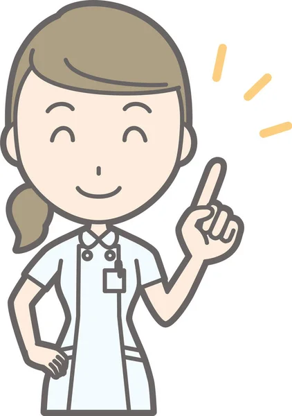 Een illustratie dat een verpleegster die het dragen van een wit pak wijst een — Stockvector