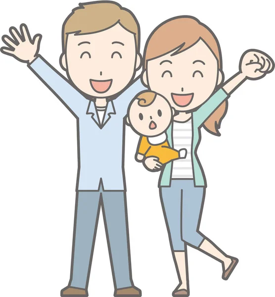 Familia sana No.04 (familia de 3) (2 generaciones ) — Vector de stock