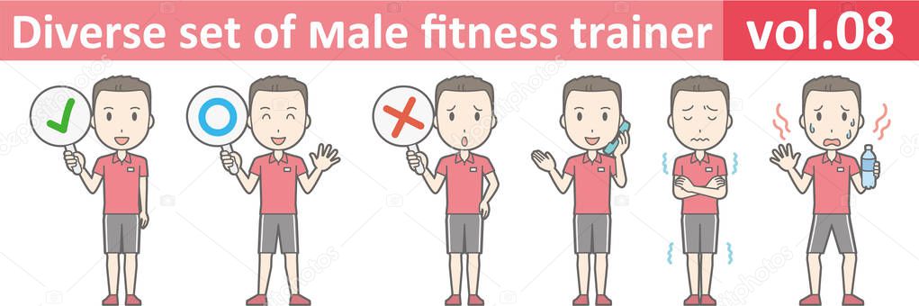 Diverse set of male fitness trainer, EPS10 vol.08