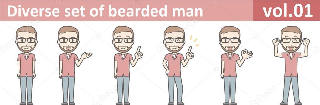 Diverse set of bearded man, EPS10 vol.01