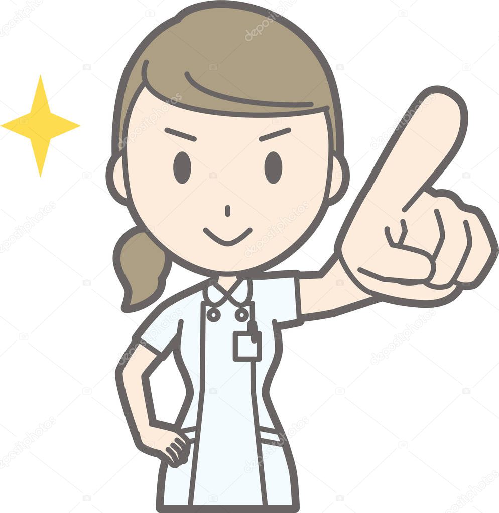 Illustration that a nurse wearing a white coat powerfully points