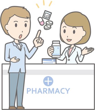 Resimde bu genç bir adam bir kadın eczacı danışmanlığı