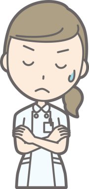 Beyaz takım giyen bir hemşire için kollarını giyer illüstrasyon