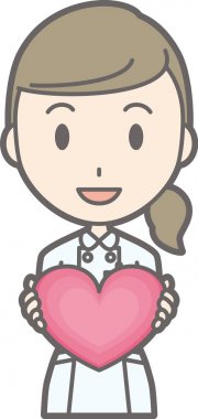 Beyaz takım giyen bir hemşire bir kalbi vardır illüstrasyon