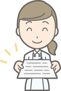 Bir belge sunulması bir beyaz takım giyen illüstrasyon hemşire