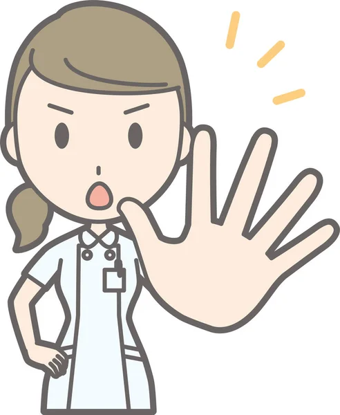 Une illustration qu'une infirmière portant un costume blanc use de son — Image vectorielle