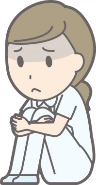 Hangi Beyaz takım giyen bir hemşire crouching illüstrasyon 