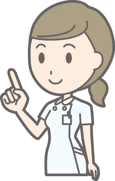 一名穿着白色的衣服的护士指着的图 — 图库矢量图片