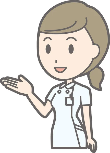Illustratie dat een verpleegster die het dragen van een wit kledingstuk haar han begeleidt — Stockvector