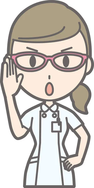 Illustratie van een verpleegkundige dragen witte pak terecht en brillen — Stockvector