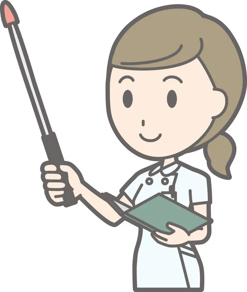 Illustratie die een verpleegster die het dragen van een wit pak met glimlachte een in — Stockvector