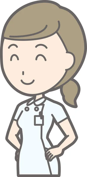 Illustratie die een verpleegkundige dragen een witte vacht het wai lacht — Stockvector