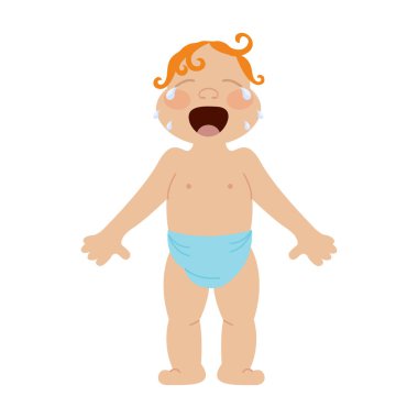 Ağlayan çocuk vektör çizim.