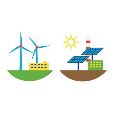 Alternatif enerji Rüzgar istasyonu vektör çizim.