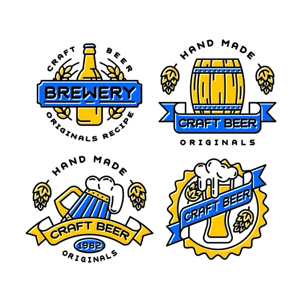 Craft beer bages vector set. — Stock Vector