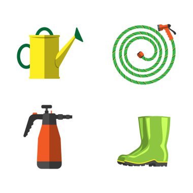 Bahçe ekipmanları düz set vektör.