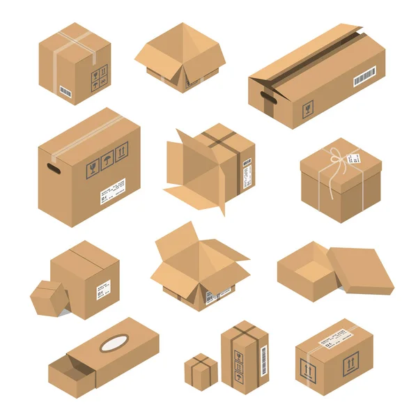 Vektor Illustration Moving Box isometrisch isoliert. — Stockvektor