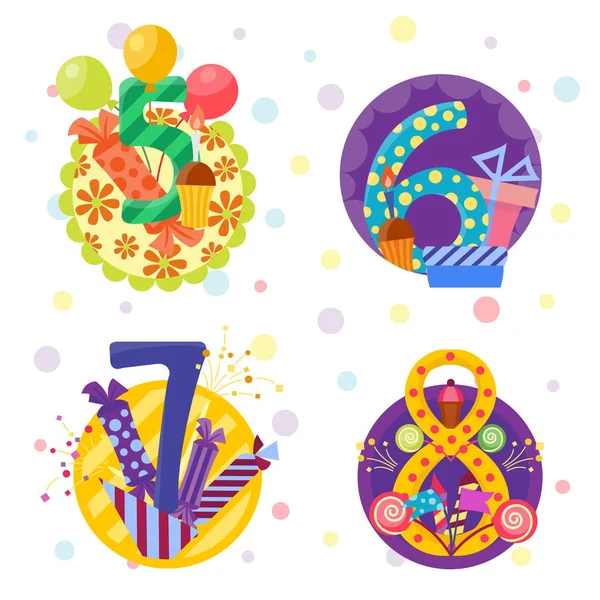 Joyeux anniversaire badges icônes vectorielles . — Image vectorielle