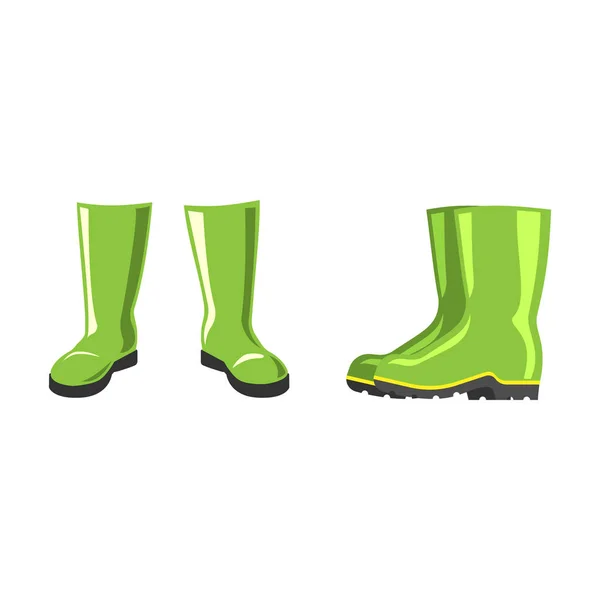 Green rubber boots vector isolated on white background. — Stock Vector