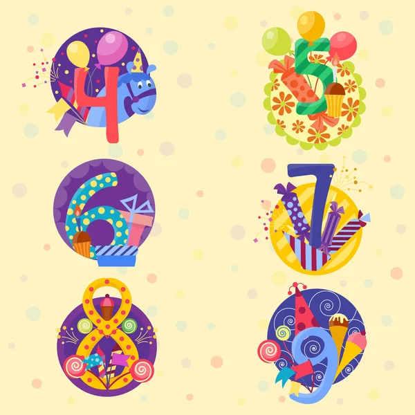 Feliz cumpleaños insignias vector iconos . — Vector de stock