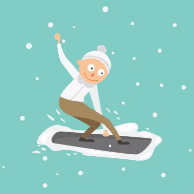 Snowboard atlama vektör.