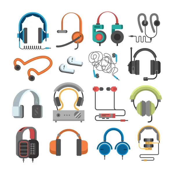 Vector headphone icons set on white background — Stock Vector