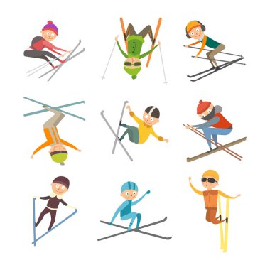 Kayak kişi hileler vektör çizim.