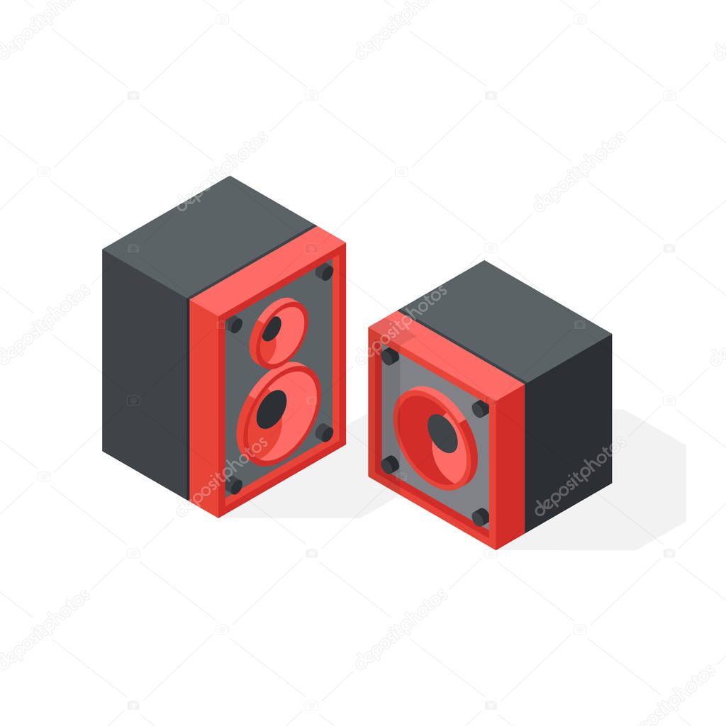 Stereo system isometric vector illustration.