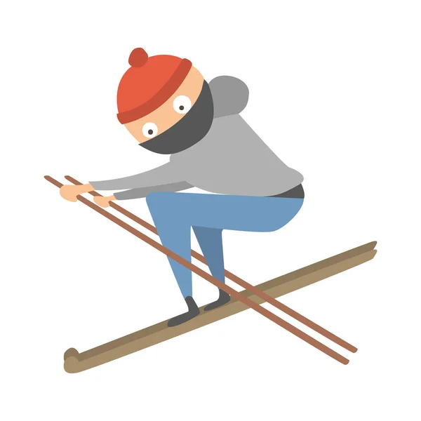 Esquí truco humano vector ilustración . — Vector de stock