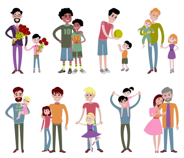 Father and kids together character vector. — Stock Vector