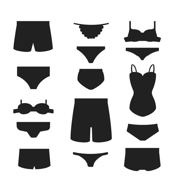 Underwear clothes silhouette vector set. — Stock Vector