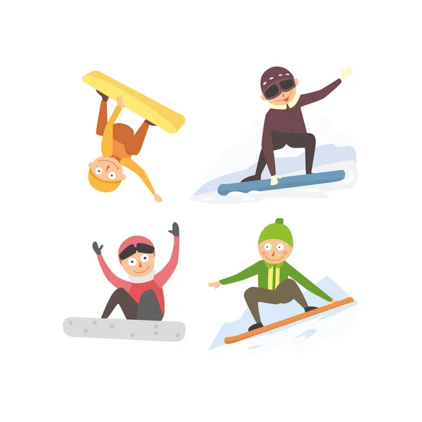 Snowboarder salto en diferentes pose vector . — Archivo Imágenes Vectoriales