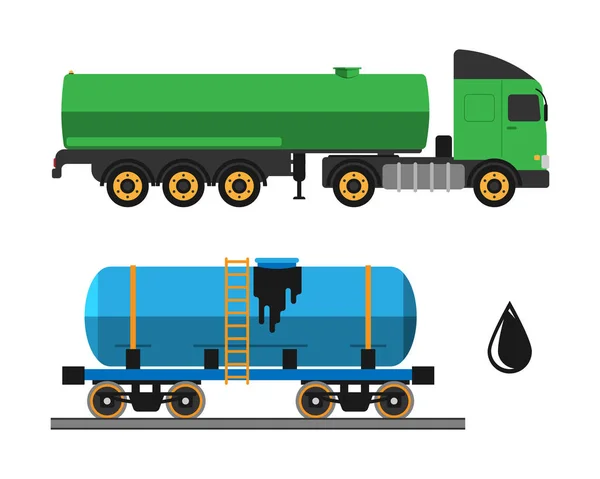 Olja extraktion lastbil frakt och transport vektorillustration — Stock vektor