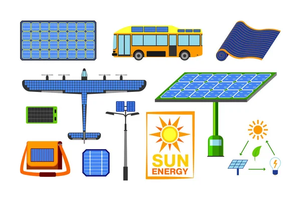 Conjunto de vetores de energia solar . —  Vetores de Stock