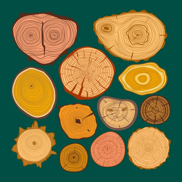 Дерево шматочки деревини векторний набір — стоковий вектор