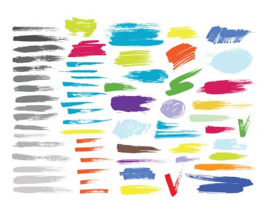 Grunge elle çizilmiş fırça konturu vektör seti.