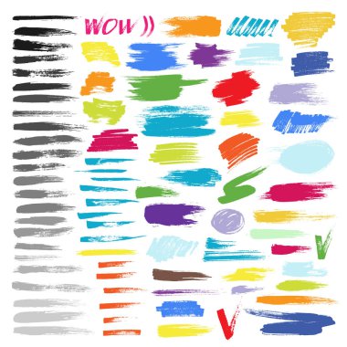 Renk fırça konturu vektör kümesi