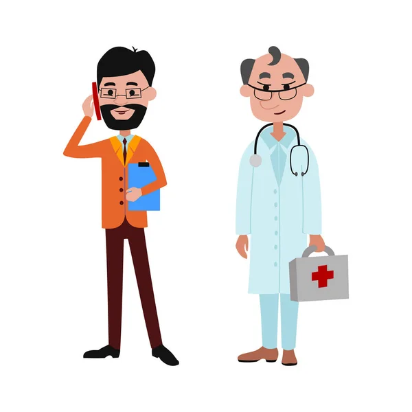 People businessman and doctor different professions vector illustration. — Stock Vector