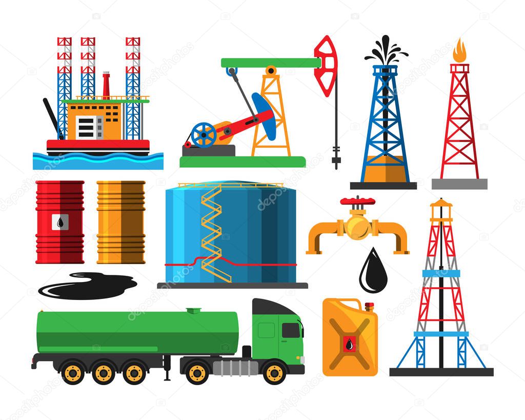 Oil extraction transportation vector illustration