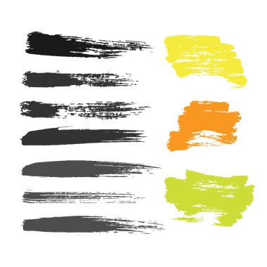 Grunge elle çizilmiş fırça konturu vektör seti.
