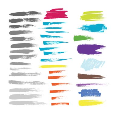 Grunge elle çizilmiş fırça konturu vektör seti.