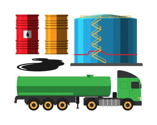 Extracción de aceite camión vector ilustración — Vector de stock
