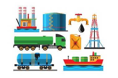 Petrol çıkarma ulaşım vektör çizim