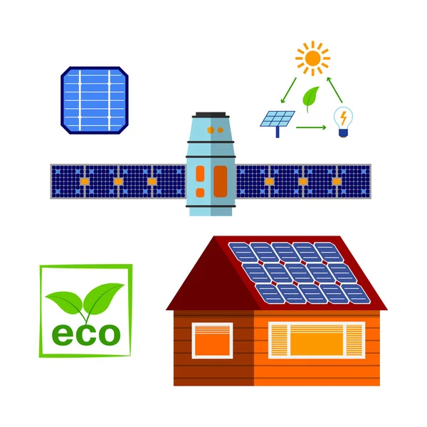 Conjunto de vetores de energia solar . —  Vetores de Stock