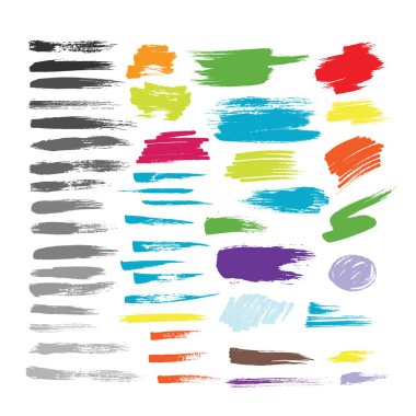 Grunge elle çizilmiş fırça konturu vektör seti.