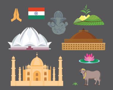 Hindistan Seyahat vektör simgeler.
