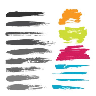 Grunge elle çizilmiş fırça konturu vektör seti.