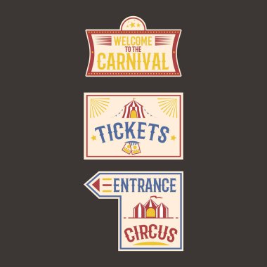 Sirk vintage etiket afiş vektör çizim.